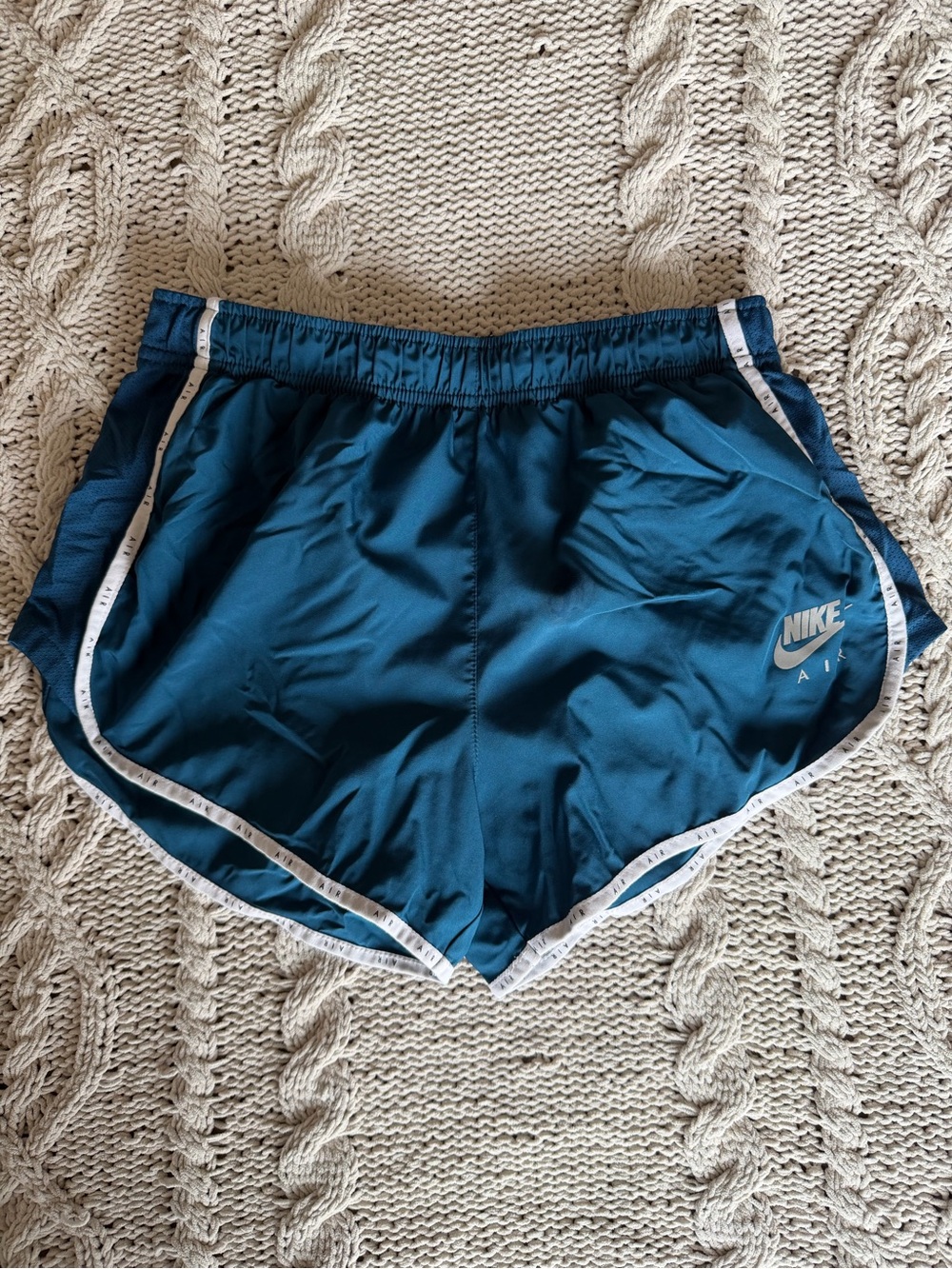 Nike Teal Athletic Running Shorts with White Trim